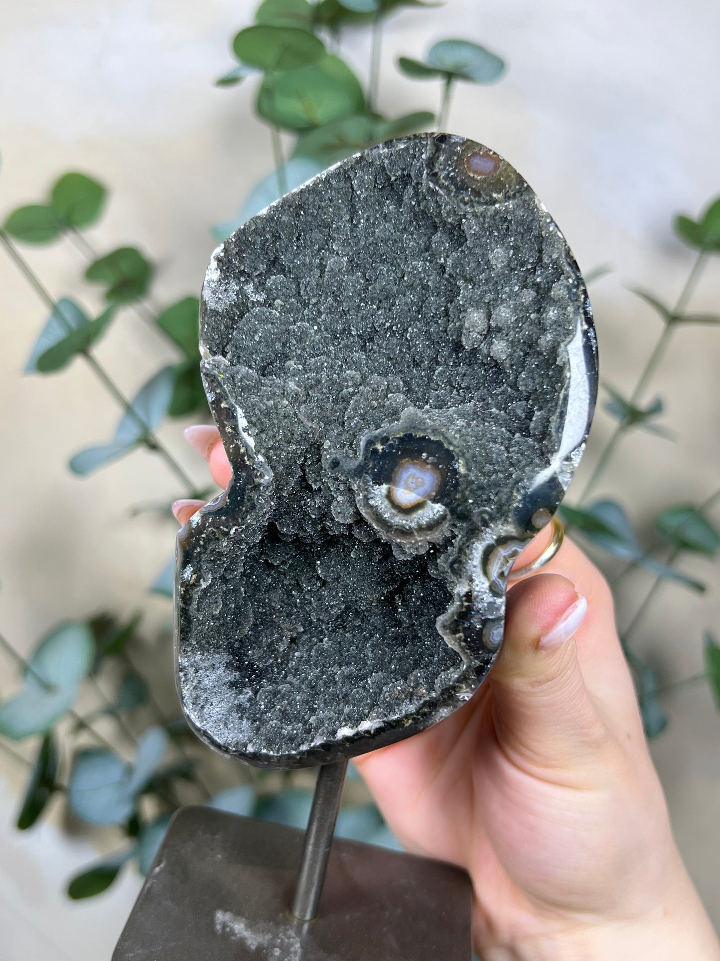 Black Amethyst on Stand (129EB)