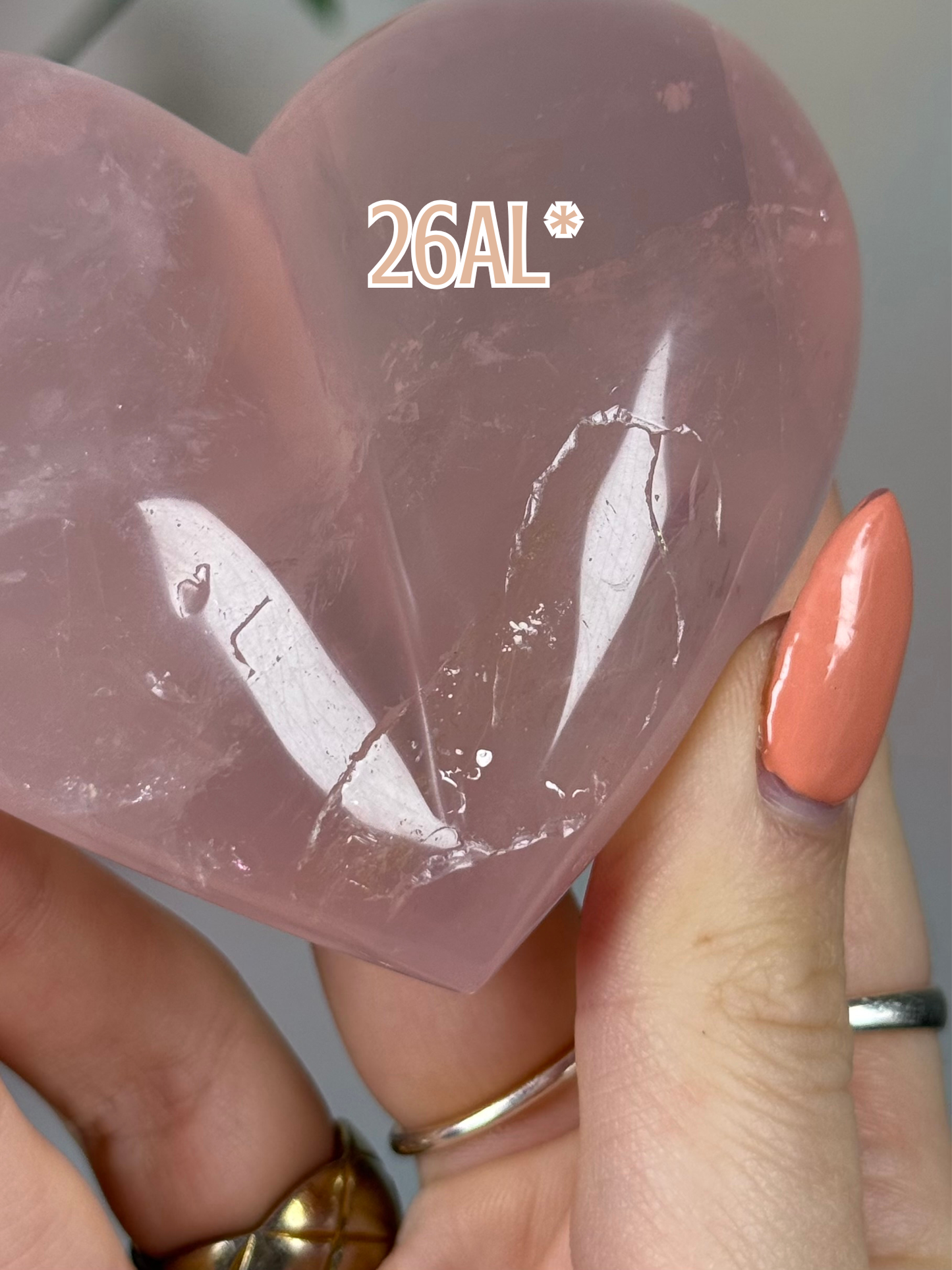 Rose Quartz Puffy Hearts (26AK-30AJ)