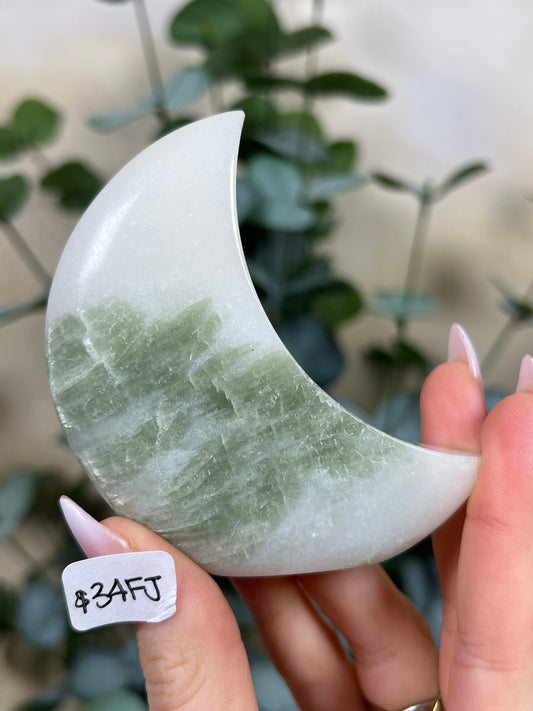 Green Kyanite in Quartz Standing Moons (34FJ, 34FL)