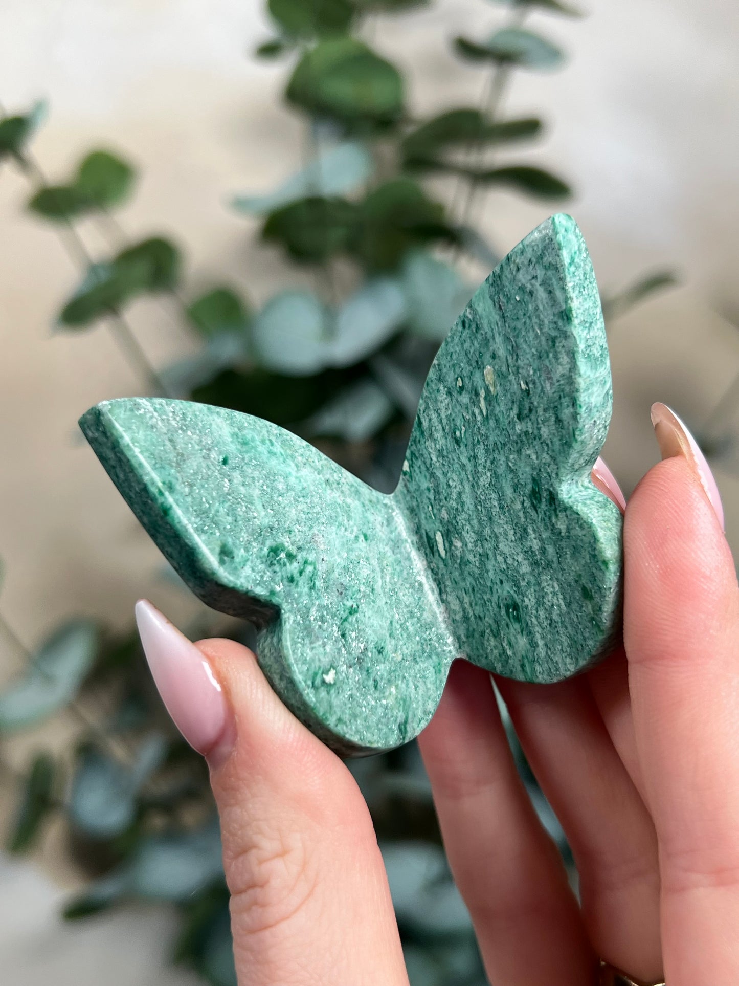 Green Aventurine with Mica Butterflies