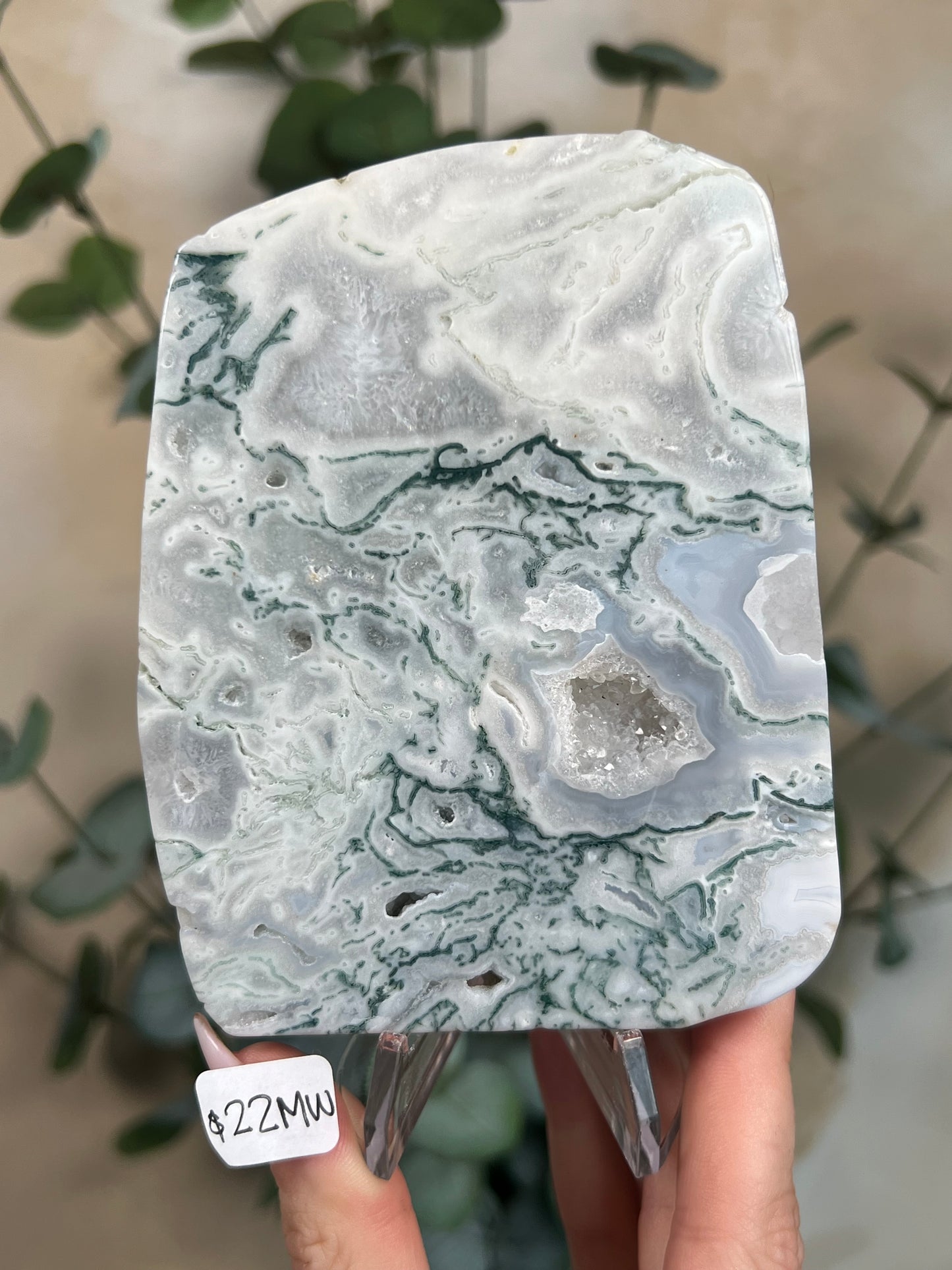 Moss Agate Slabs with Stands (6 options)