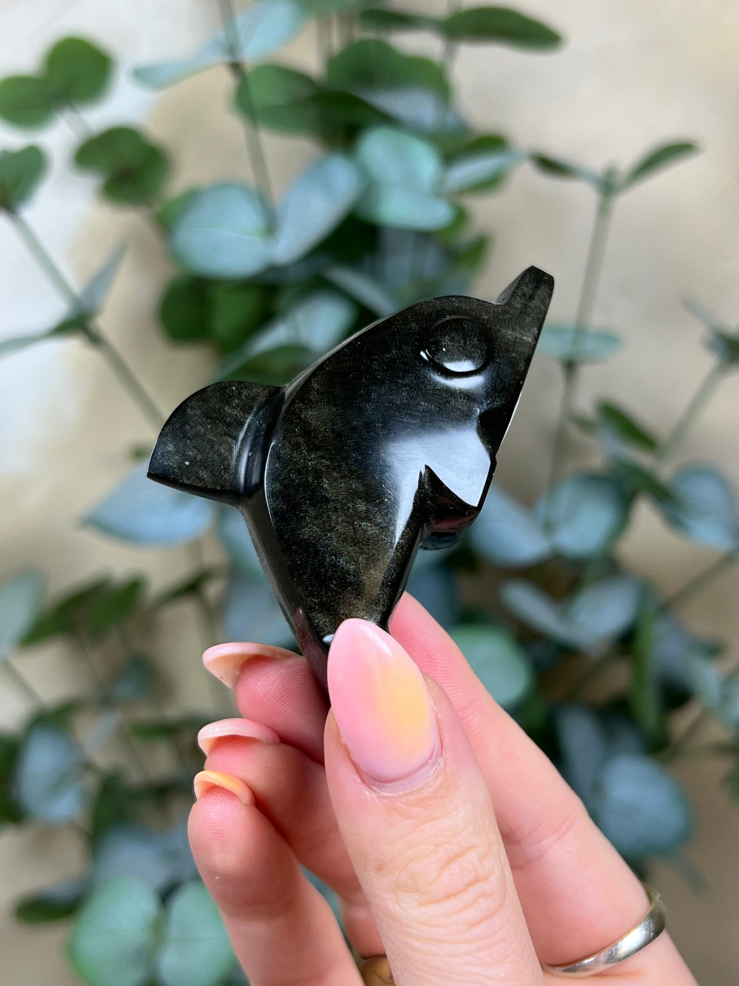 Gold Sheen Obsidian Dolphins