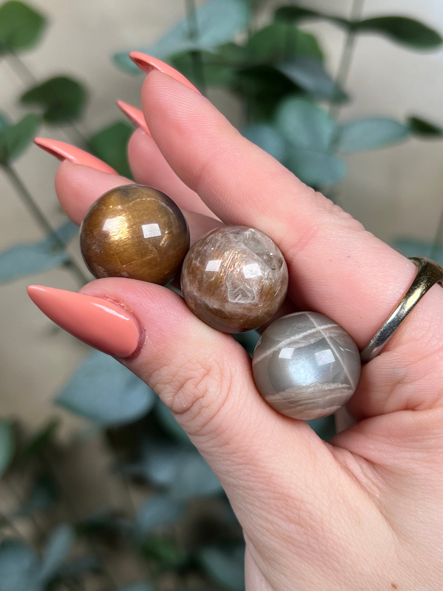 HQ Moonstone Sunstone Mini Spheres