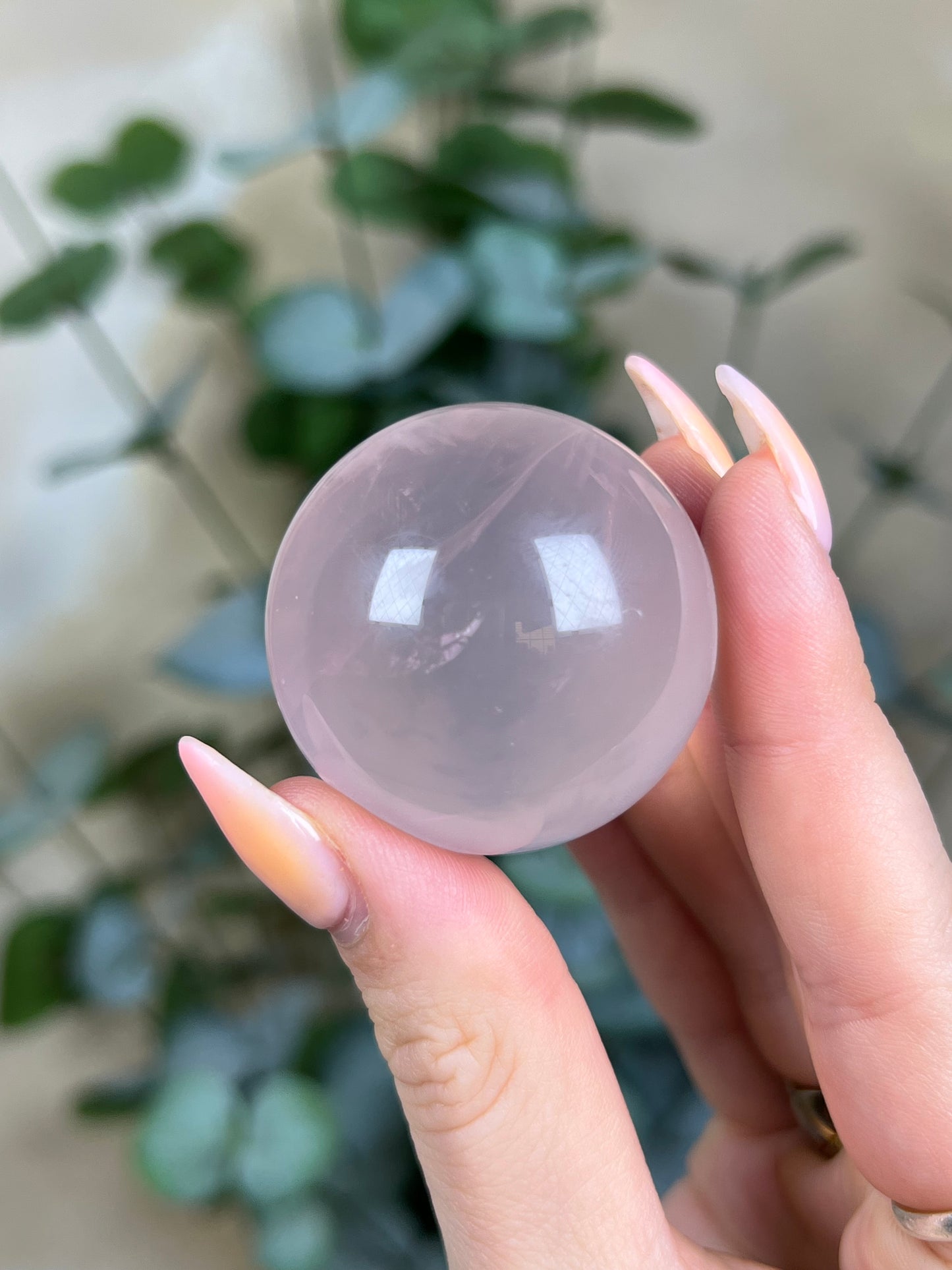 Rose Quartz Sphere with Pyrite (38AG)
