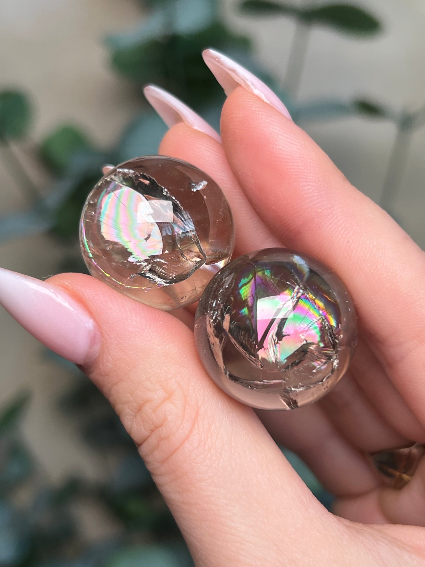 Smoky Quartz Mini Spheres with Rainbows