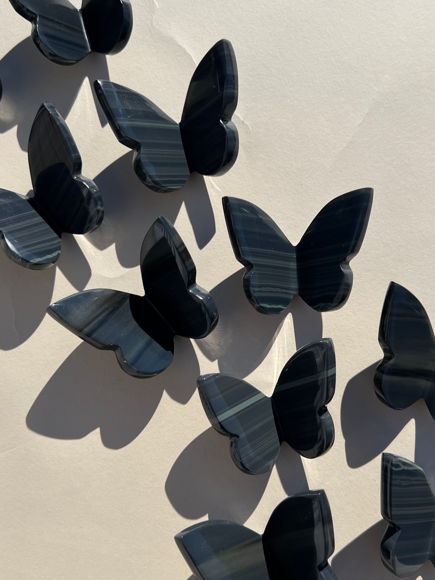 Platinum Obsidian Butterflies