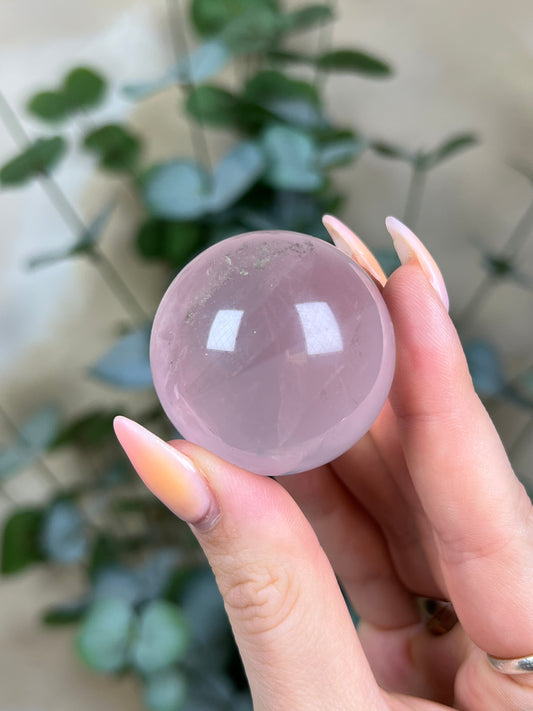 Rose Quartz Sphere with Pyrite (38AG)