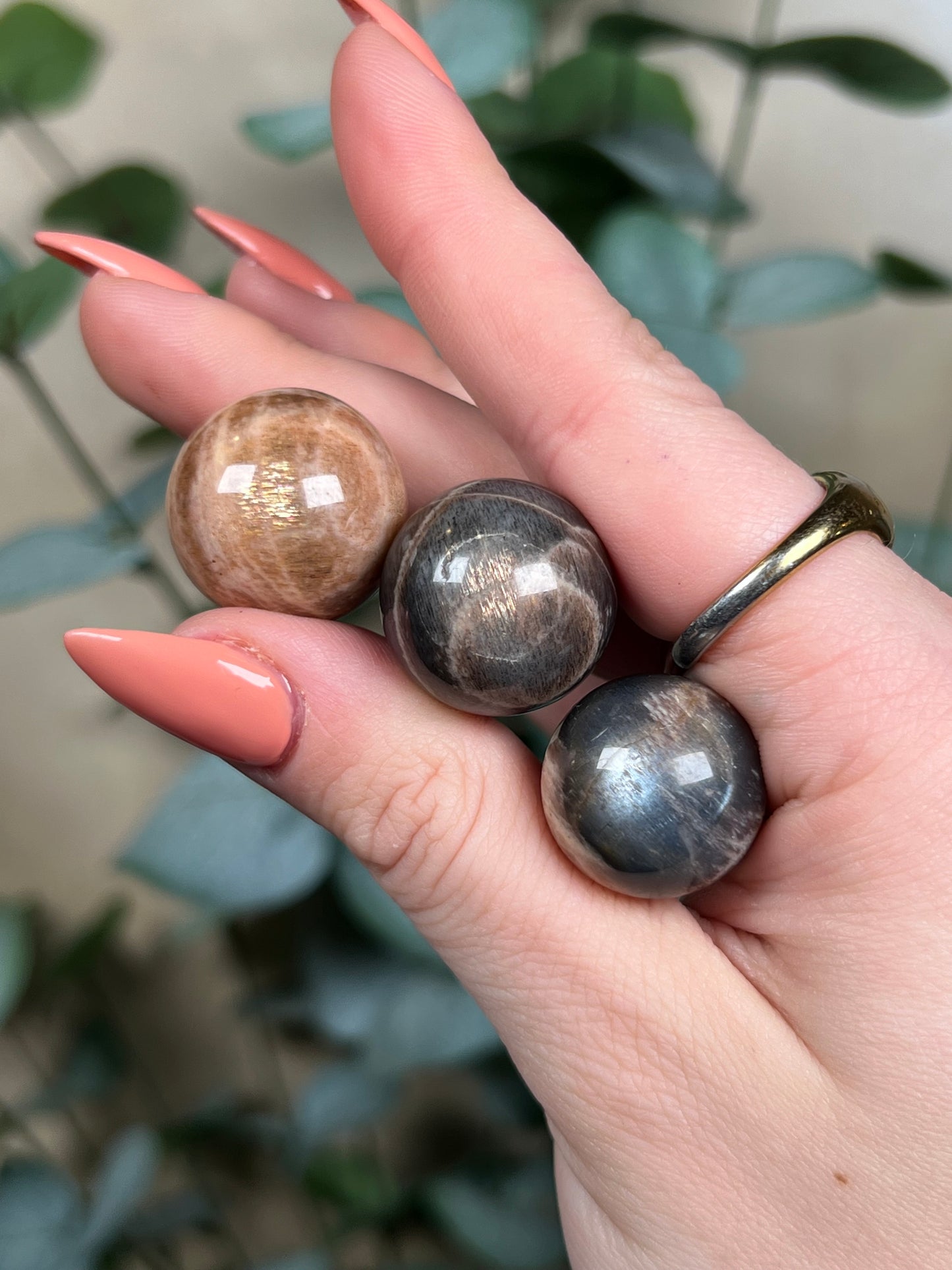 HQ Moonstone Sunstone Mini Spheres