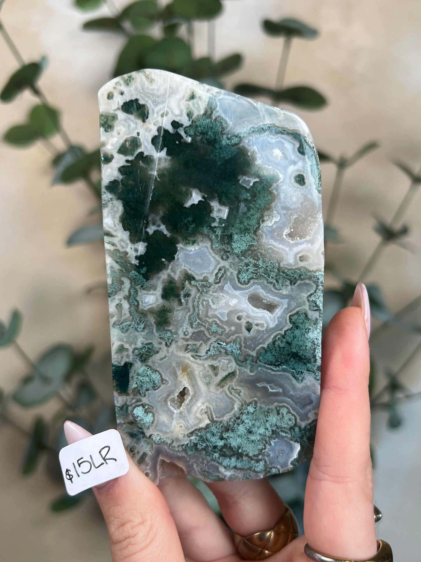 Moss Agate Slabs with Stands (6 options)