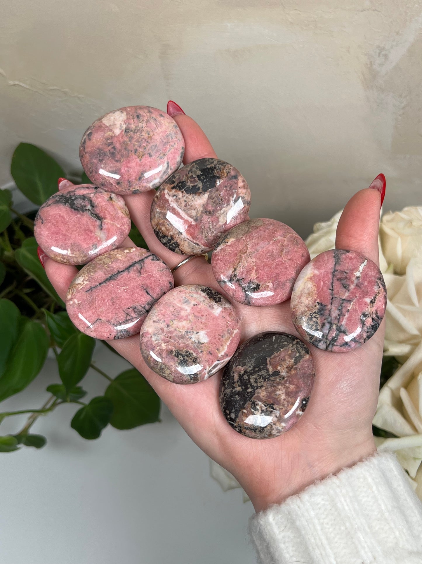 Rhodonite Palm Stone