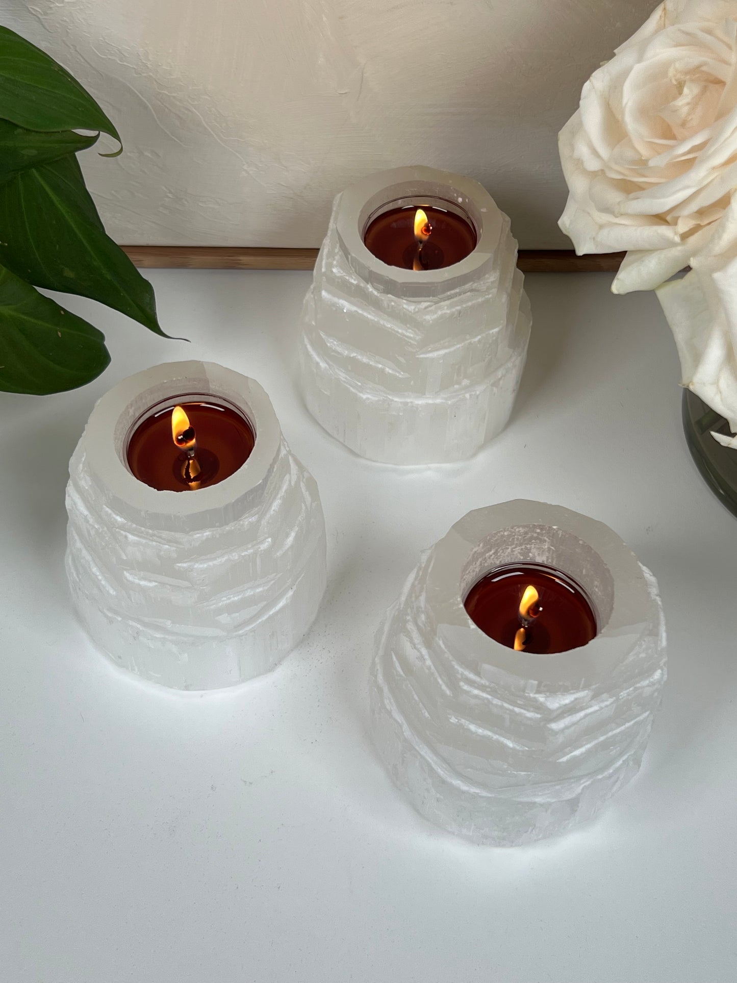 Satin Spar Selenite Candle Holder