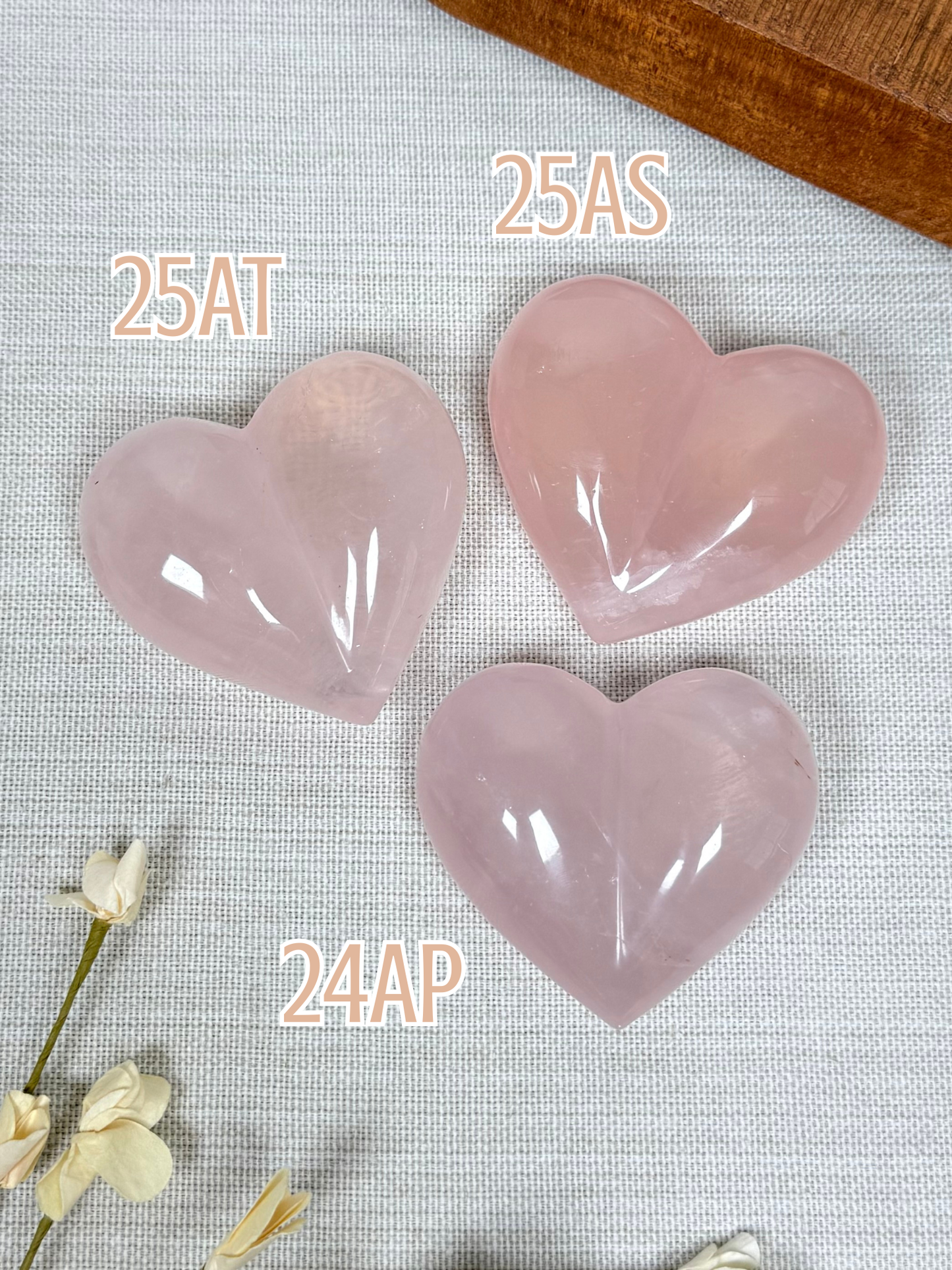 Rose Quartz Puffy Hearts (24AP-25AT)