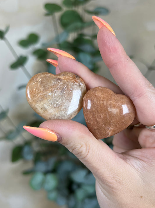 Peach Moonstone Mini Hearts