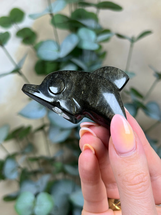 Gold Sheen Obsidian Dolphins