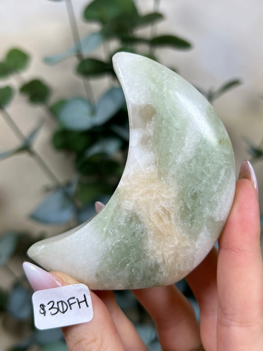 Green Kyanite in Quartz Standing Moons (30FH, 31EW)