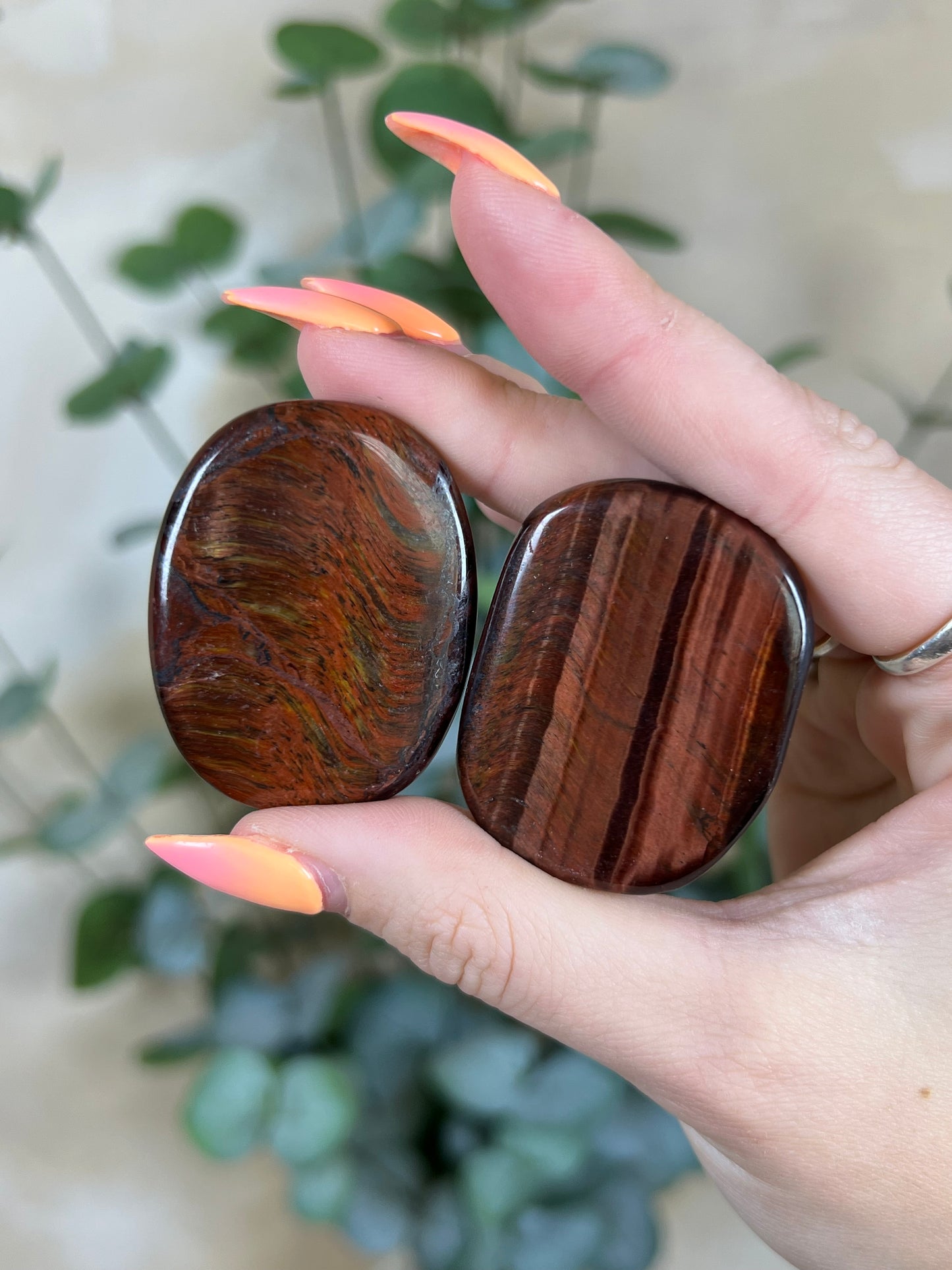 Red Tigers Eye Flat Stones