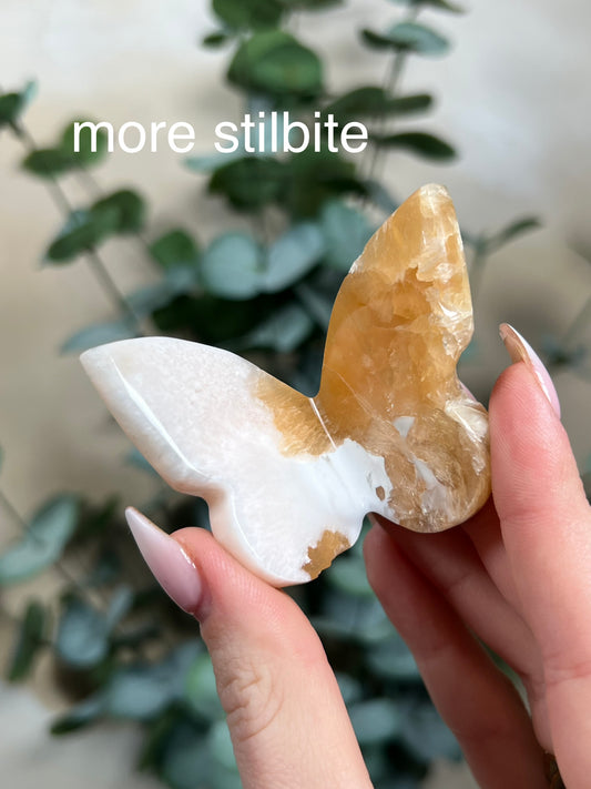 Stilbite in Scolecite Butterflies