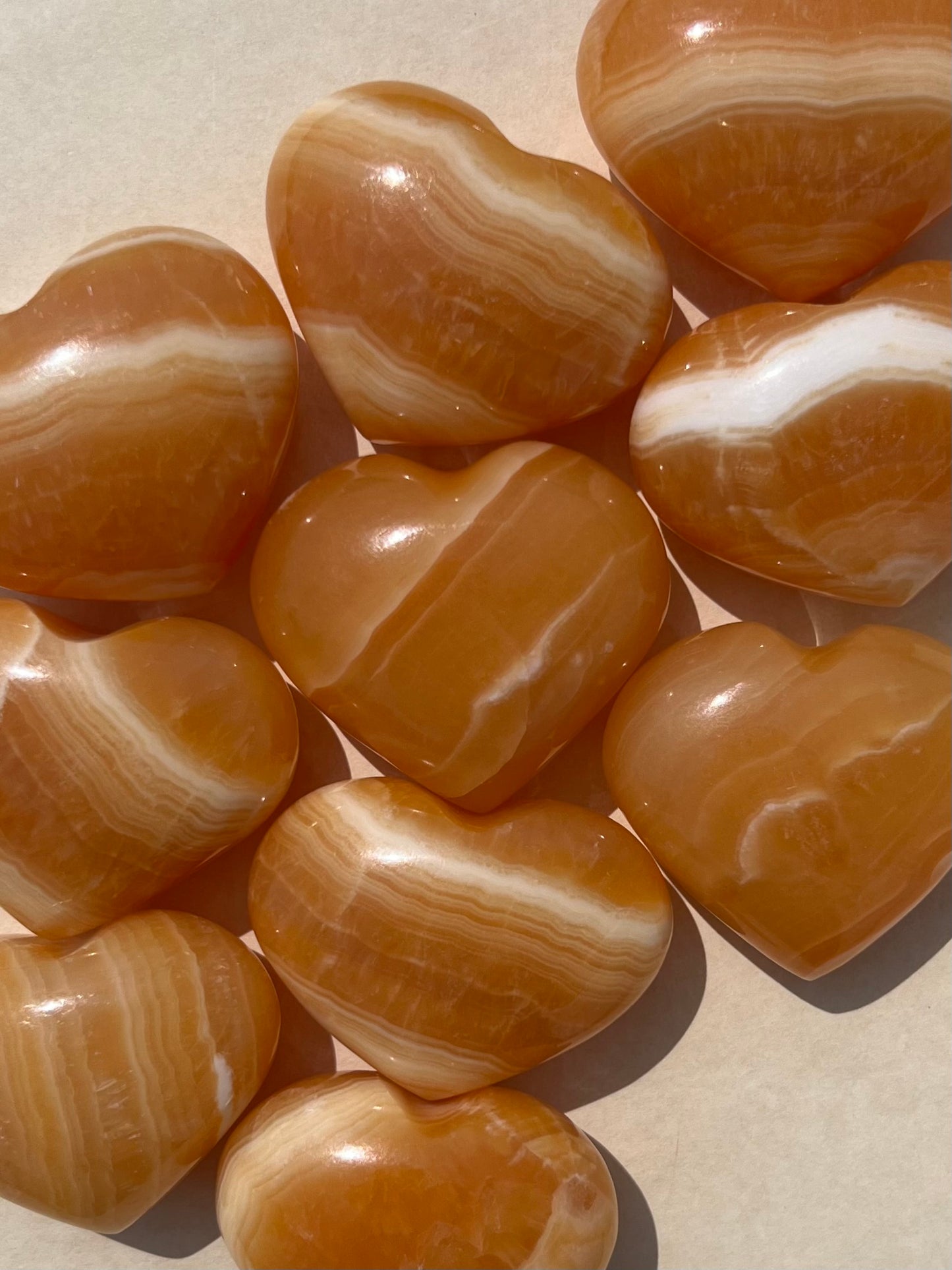 Orange Calcite Hearts