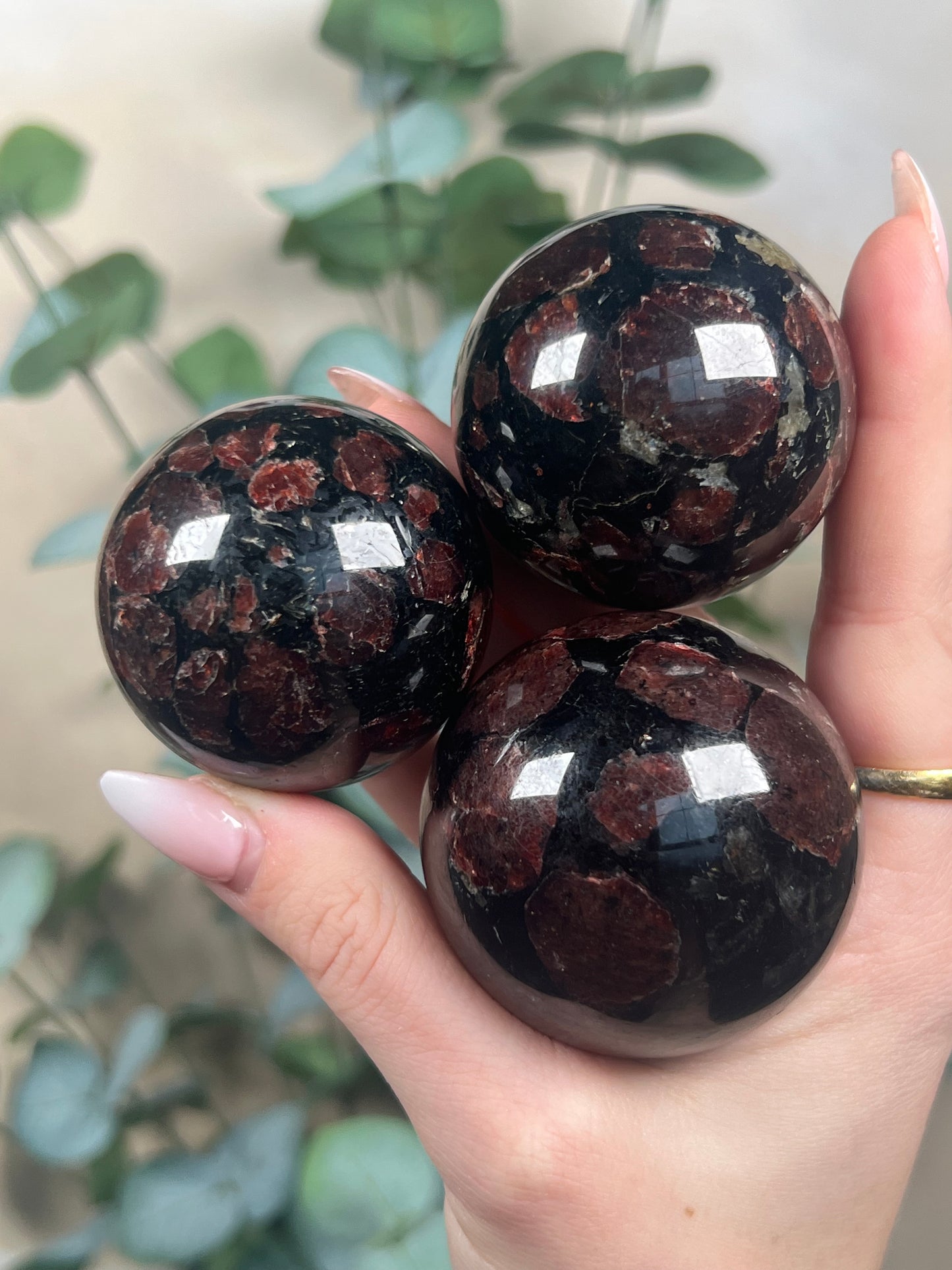 Garnet in Tourmaline Spheres (33-38, 4 options)