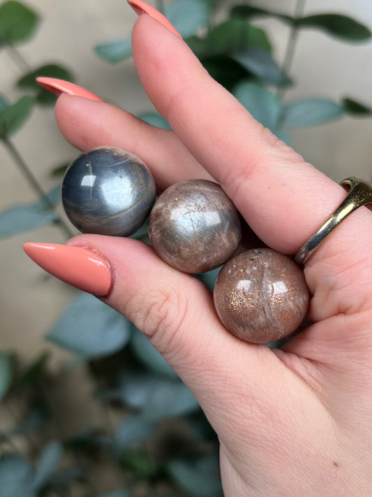 HQ Moonstone Sunstone Mini Spheres