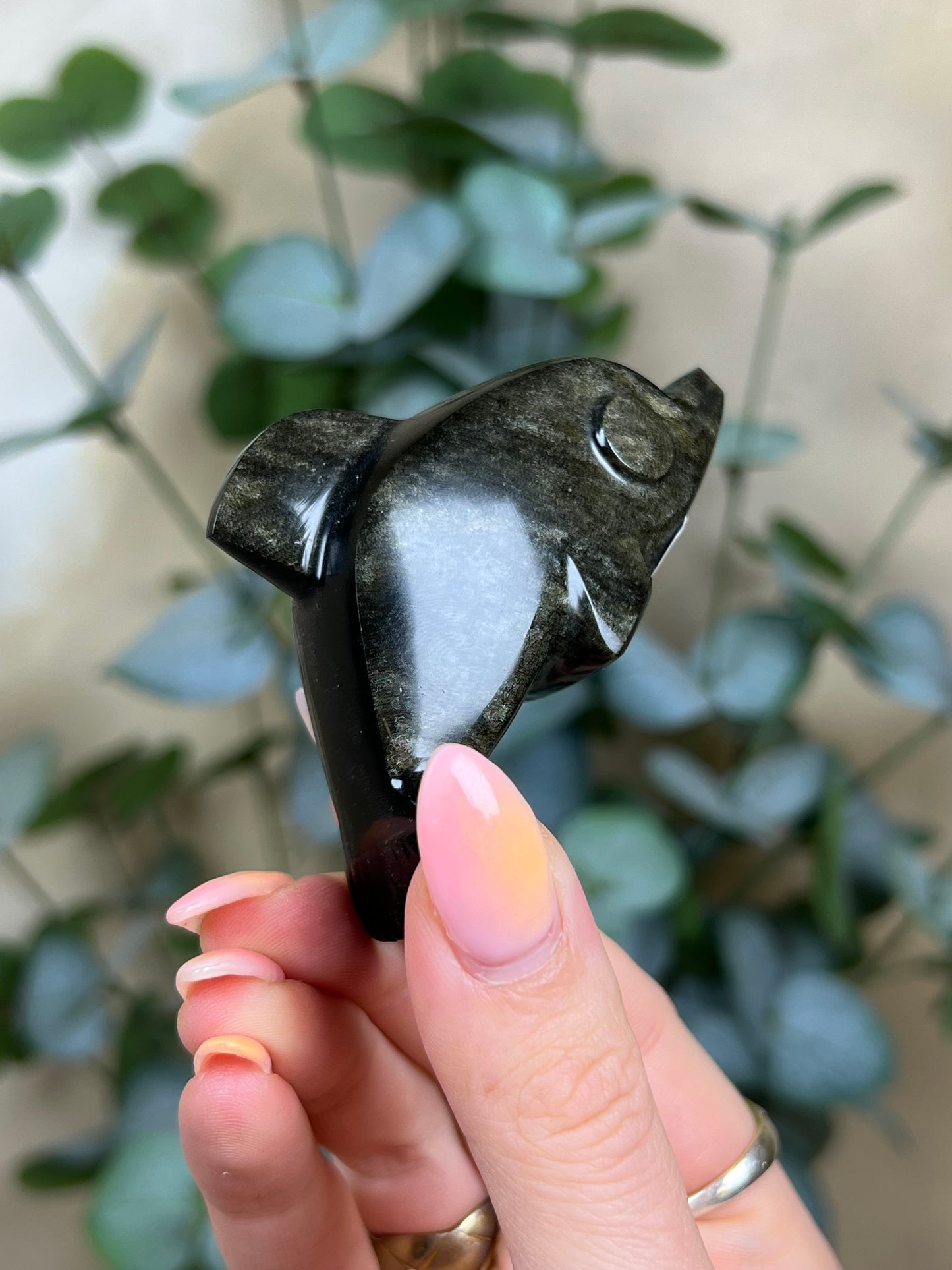 Gold Sheen Obsidian Dolphins