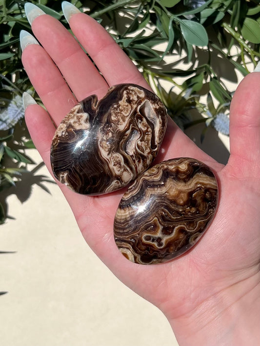 Chocolate Calcite Palms (2 options)