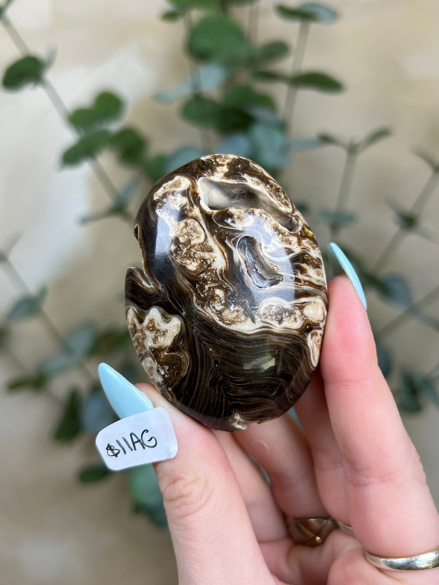 Chocolate Calcite Palms (2 options)