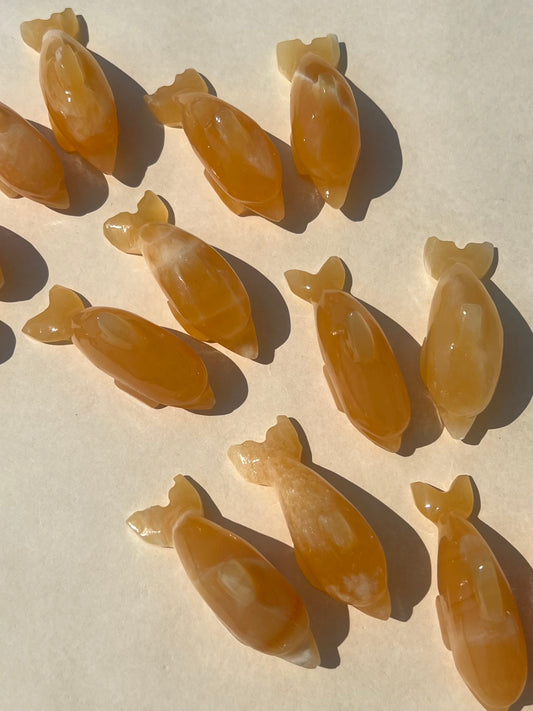 Orange Calcite Dolphins