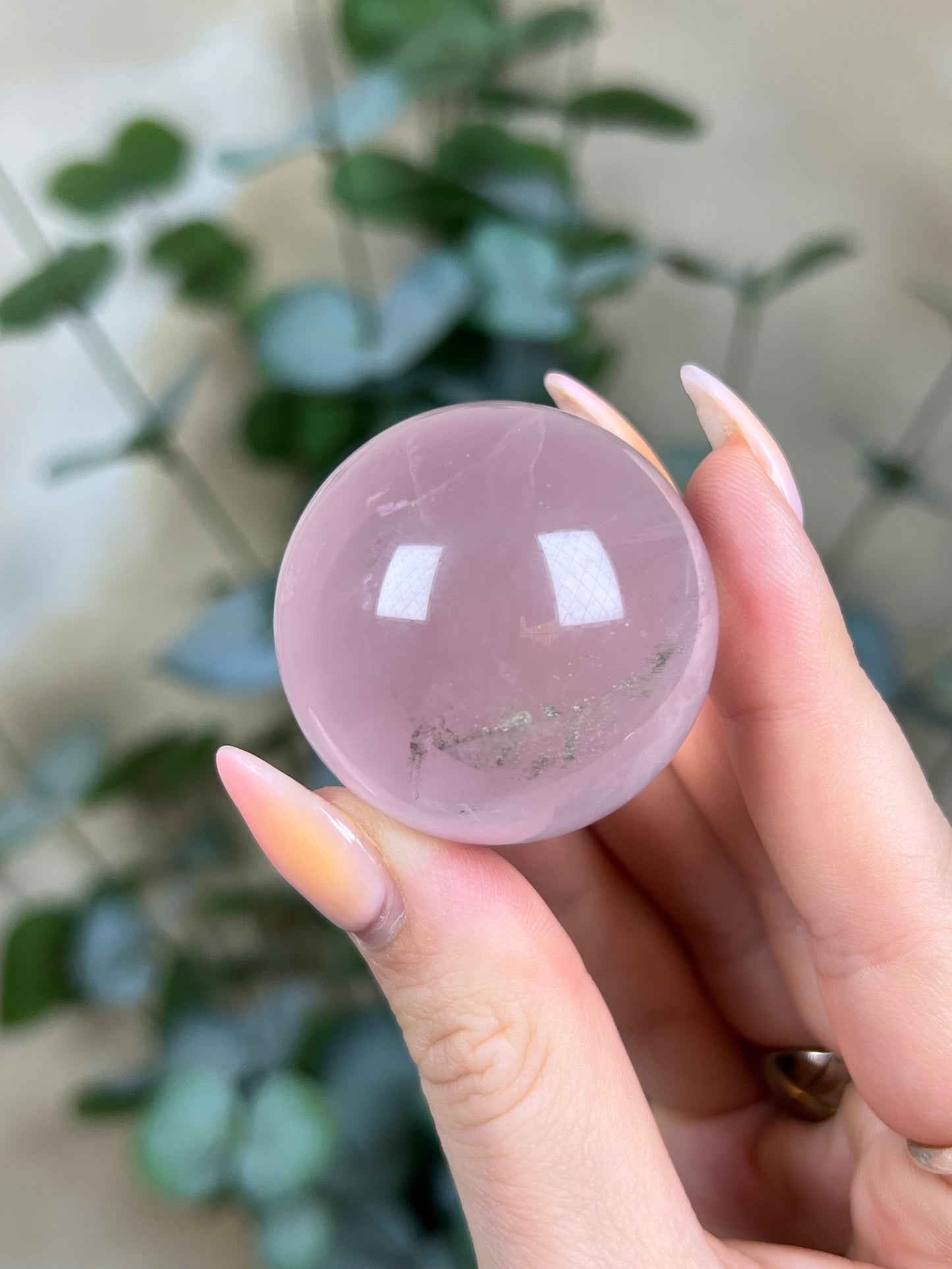 Rose Quartz Sphere with Pyrite (38AG)