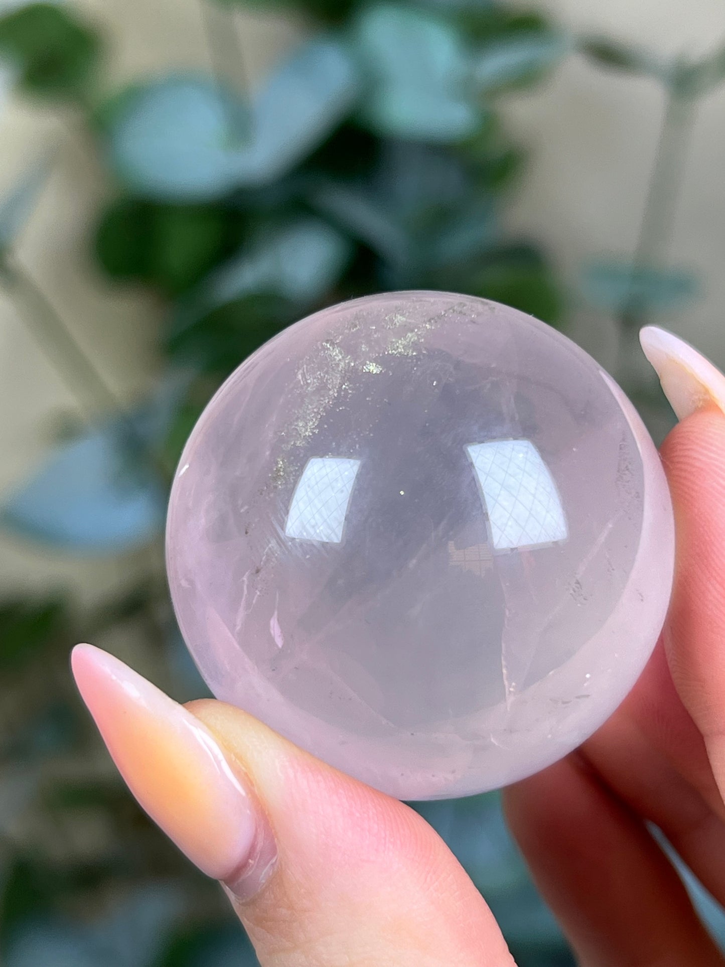 Rose Quartz Sphere with Pyrite (38AG)