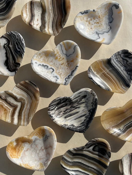 Zebra Calcite Heart Dishes (12 options)