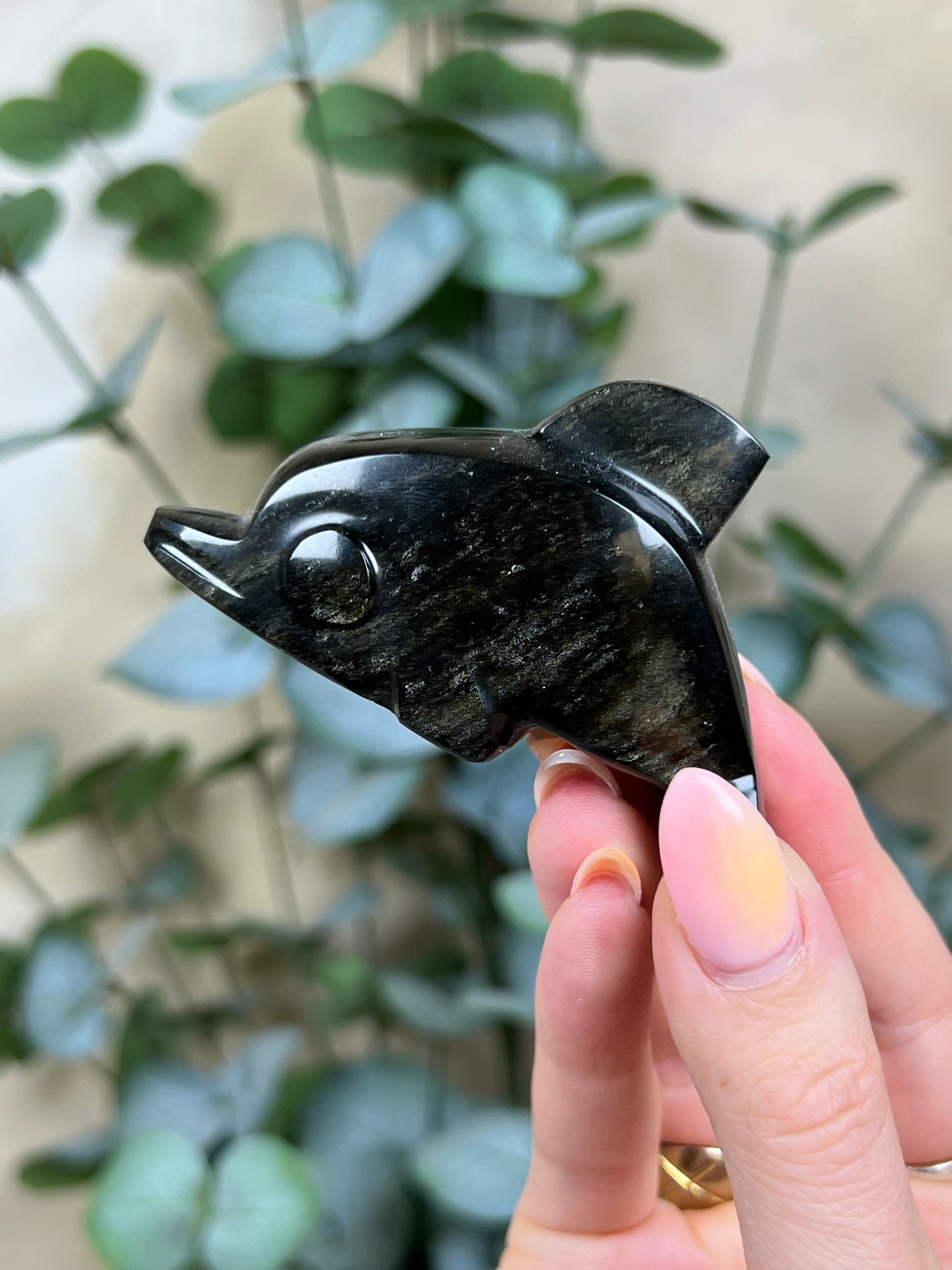 Gold Sheen Obsidian Dolphins