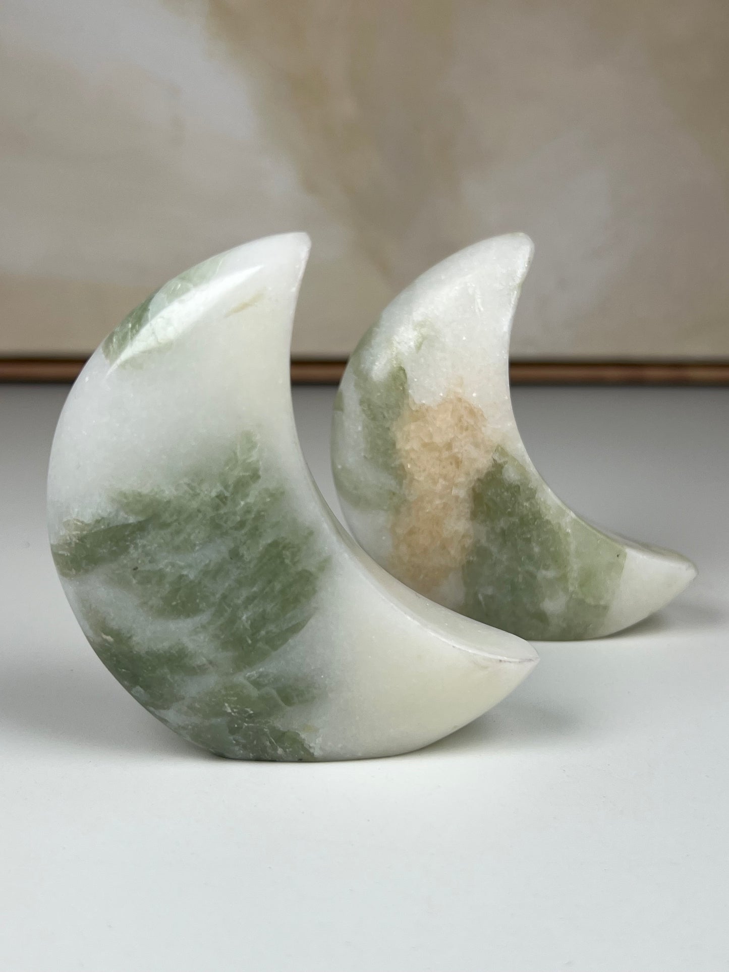 Green Kyanite in Quartz Standing Moons (30FH, 31EW)