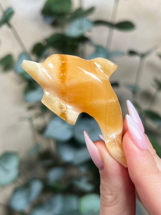 Orange Calcite Dolphins