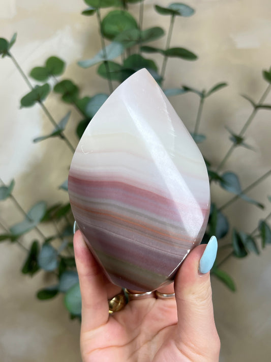 Pink Banded Calcite Flame (56AA)