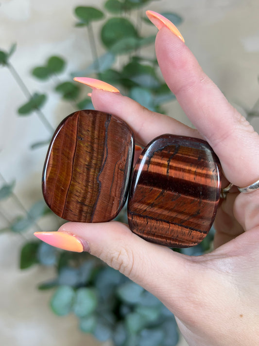 Red Tigers Eye Flat Stones
