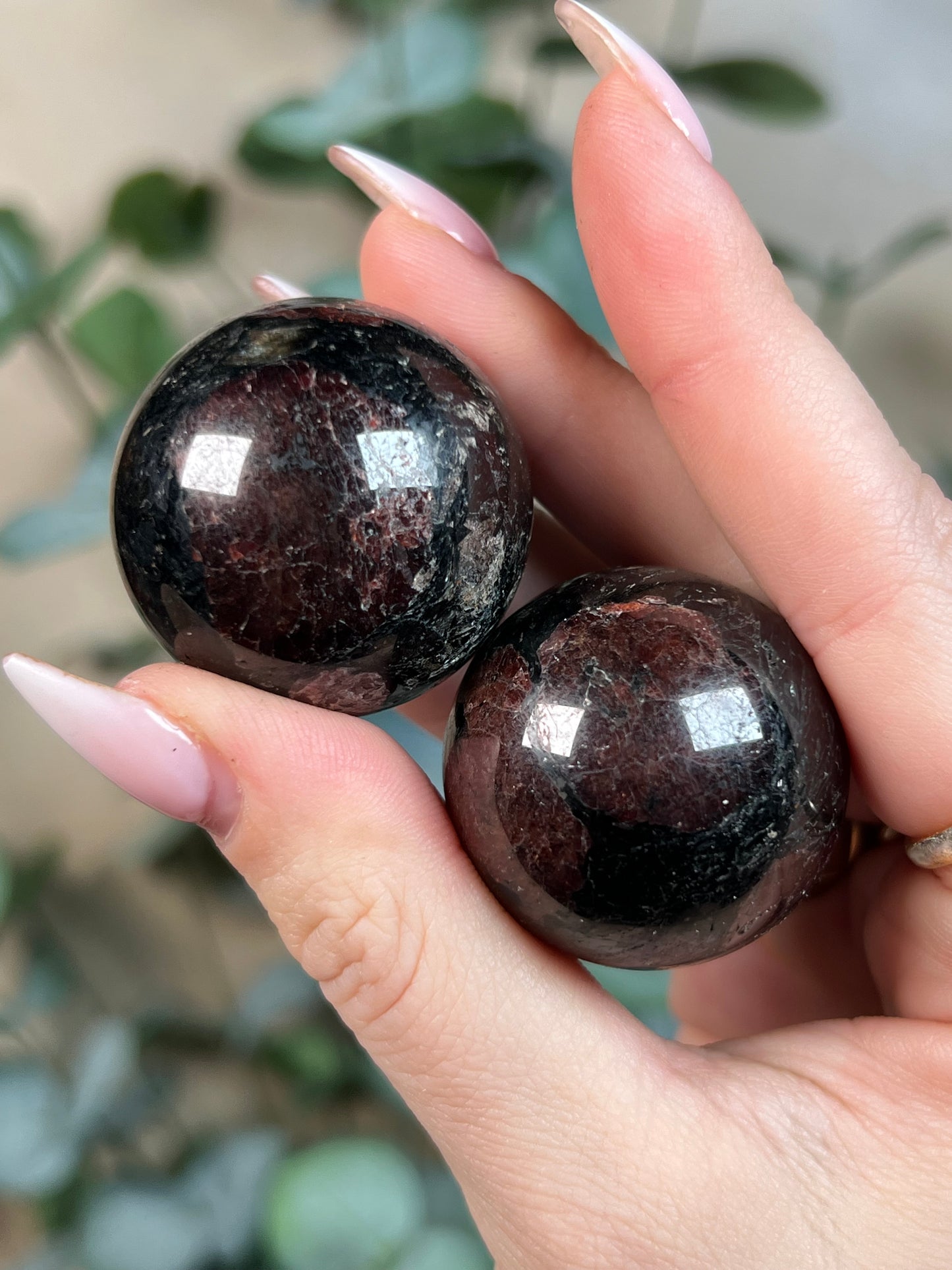 Garnet in Tourmaline Mini Spheres