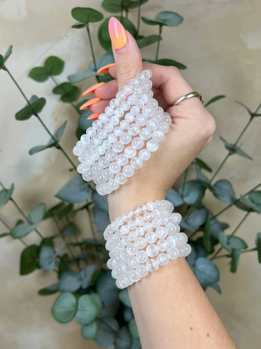 Satin Spar Selenite Bracelets (2 sizes)