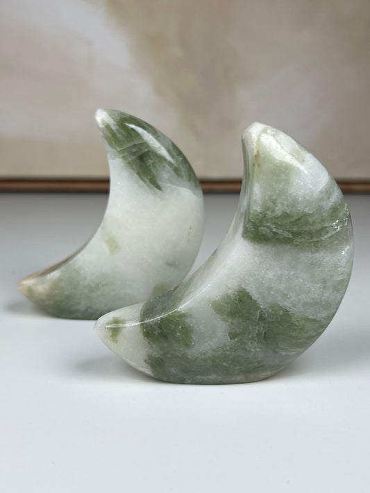 Green Kyanite in Quartz Standing Moons (31EX, 32FI)