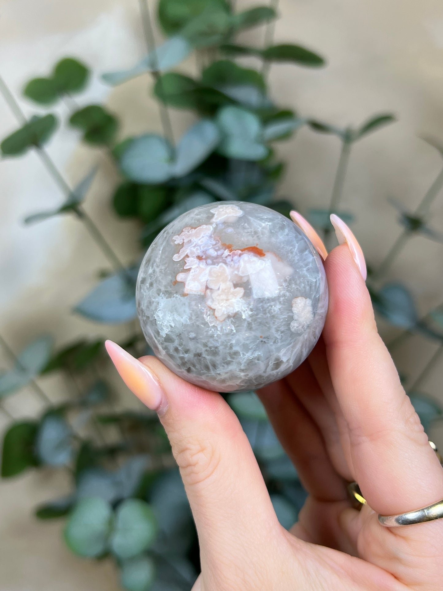 Flower Agate Sphere, Chlorite Quartz (45AF)