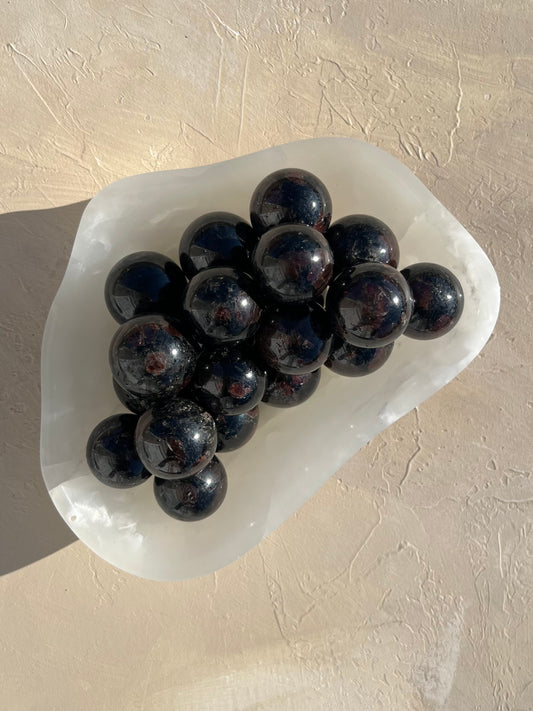 Garnet in Tourmaline Mini Spheres