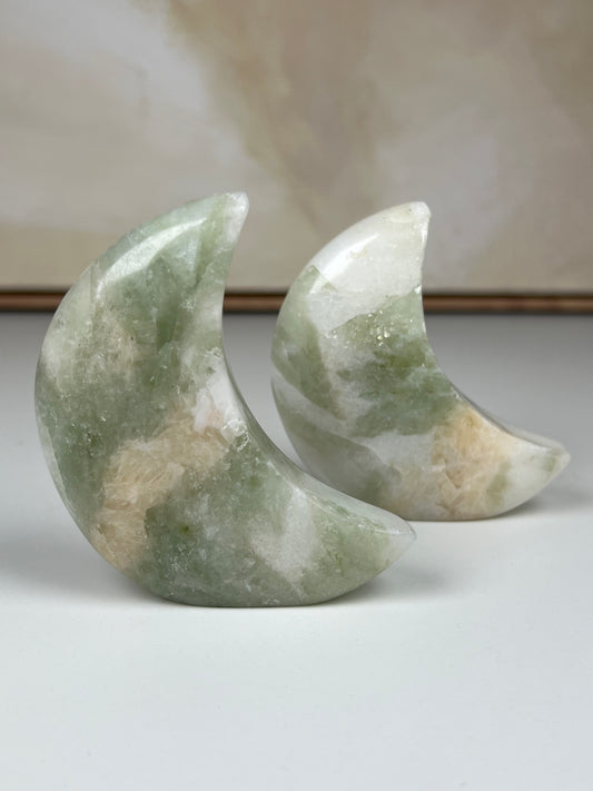 Green Kyanite in Quartz Standing Moons (28FL, 28FM)