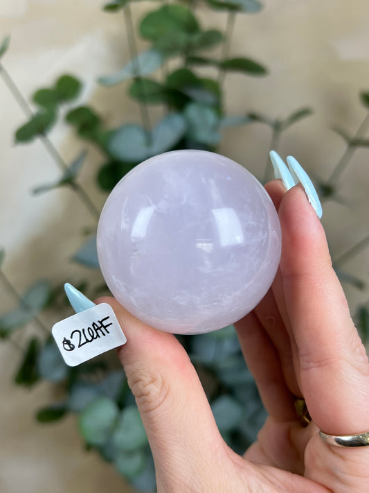 Periwinkle Rose Quartz Spheres (26AF, 36AB)