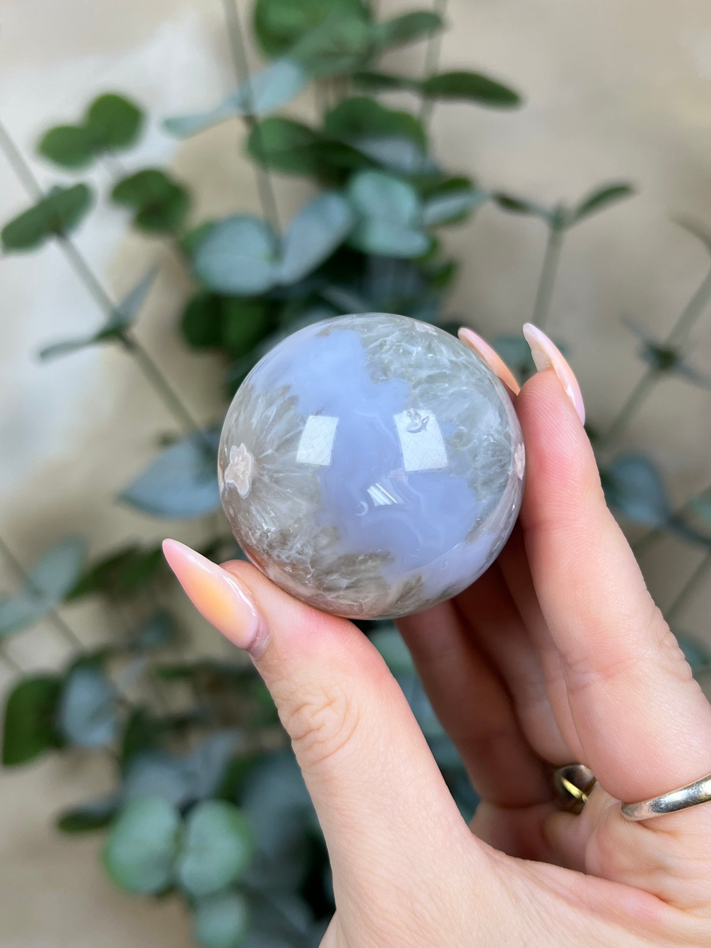 Flower Agate Sphere, Chlorite Quartz (45AF)