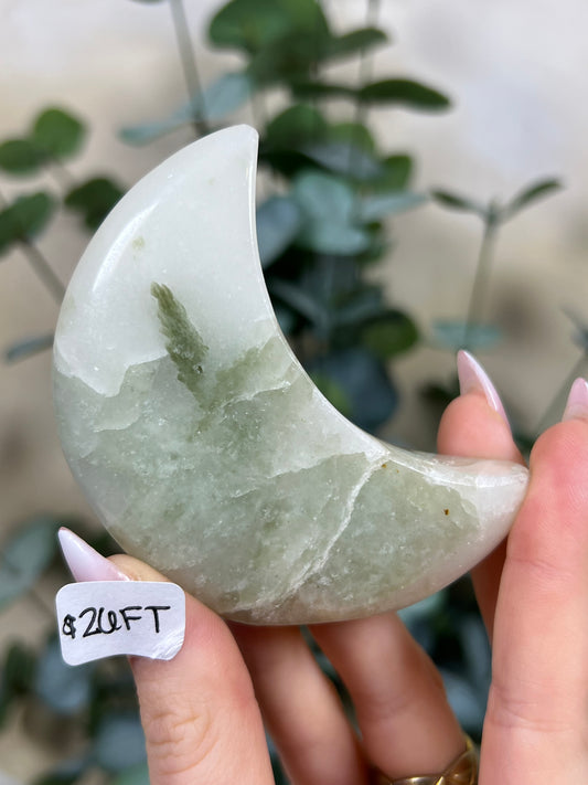 Green Kyanite in Quartz Standing Moons (26FT, 28FI, 28FJ)