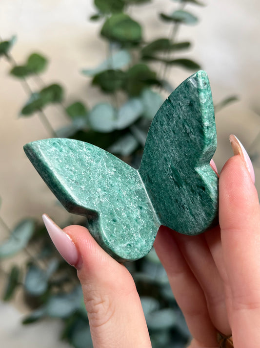 Green Aventurine with Mica Butterflies