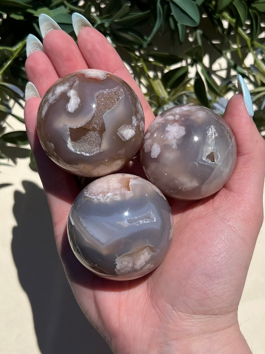 Flower Agate Spheres (17AH-25AI)