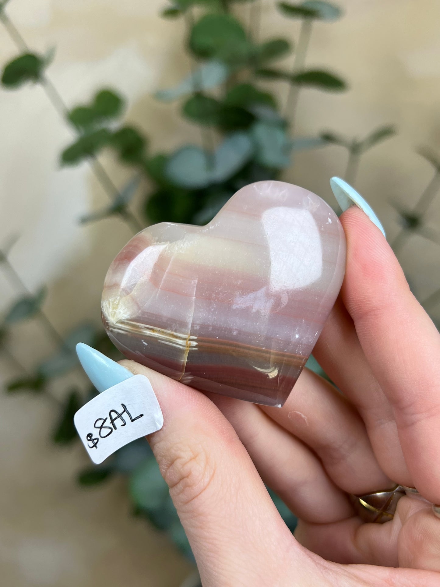 Pink Banded Calcite Hearts (5 options)