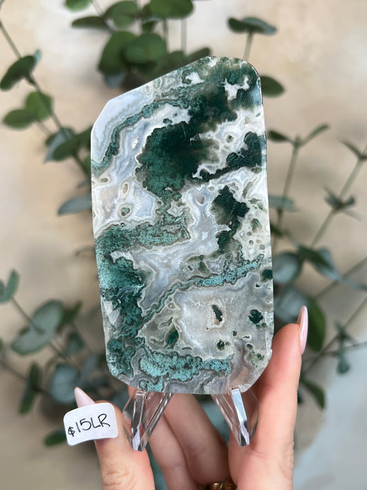 Moss Agate Slabs with Stands (6 options)