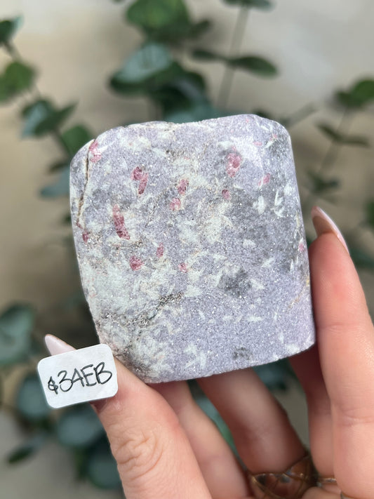 Purple Mica with Pink Tourmaline Freeforms (34-77, 4 options)